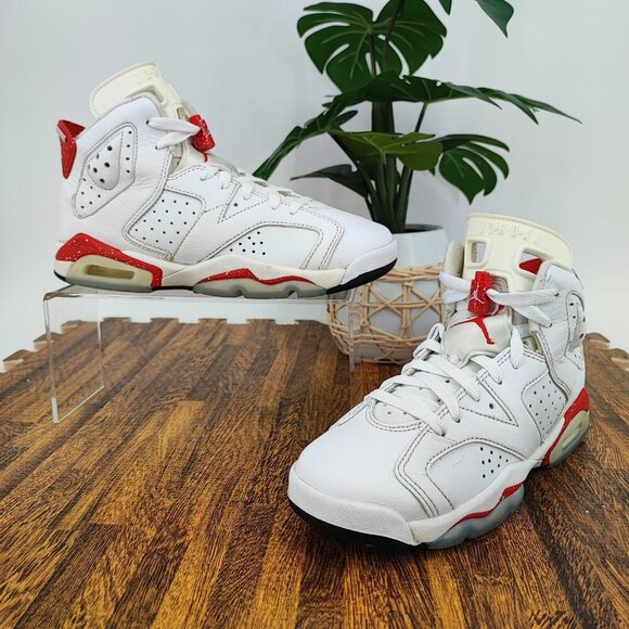 Nike Kid's Air Jordan Retro VI White Red Oreo Leather Sneaker